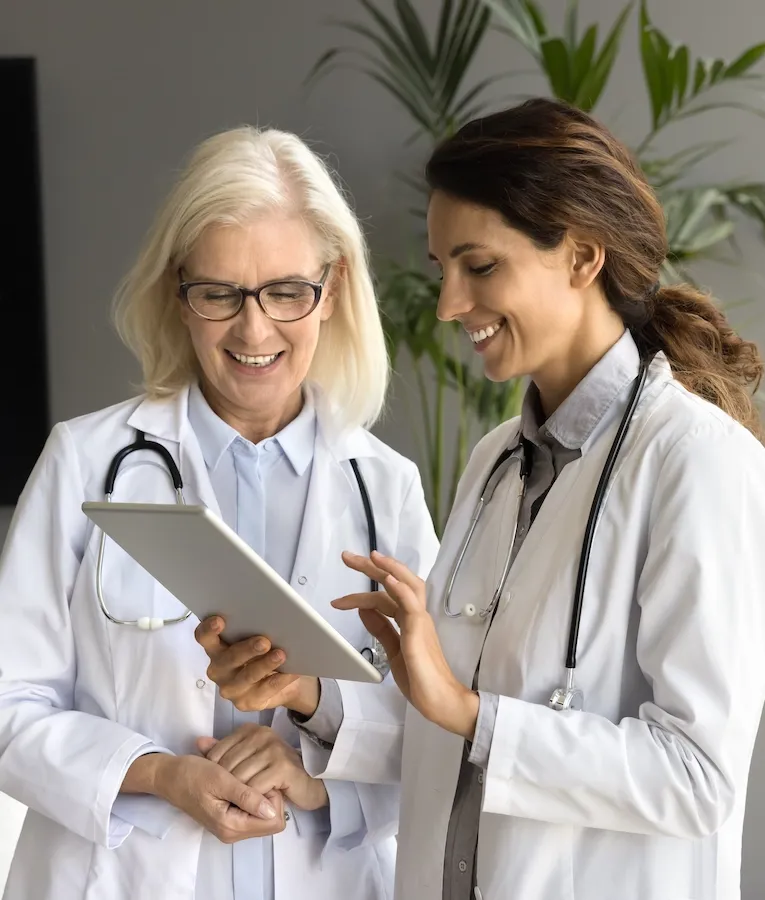 Doctors Collaborating on Patient Data Using a Tablet