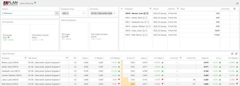 Image of the 4PLAN HR dashboard displaying the necessary pay data in a clear and intuitive way, making it easy to comply with the Pay Transparency Directive.