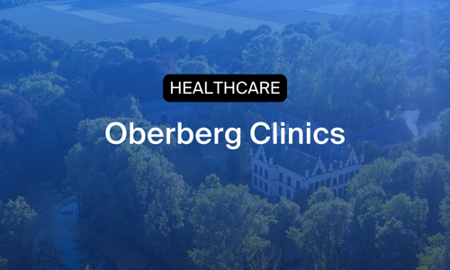 Aerial view of Oberberg Clinics surrounded by forest, illustrating how the healthcare provider improves time tracking, HR controlling and staff scheduling with Timegrip.